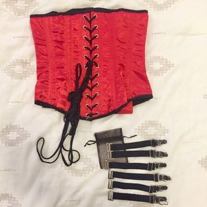 Red satin corset size 24